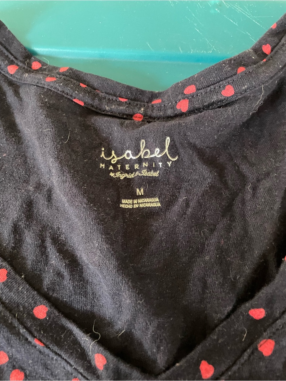Isabel Maternity by Ingrid & Isabel Black Tee with Red Heart Print